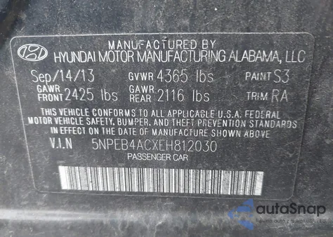 2014 Hyundai Sonata Gls из США, поврежденный, VIN 5NPEB4ACXEH812030